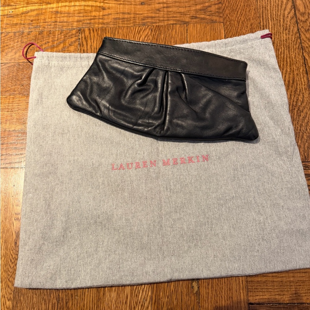 Lauren Merkin Black Leather Clutch